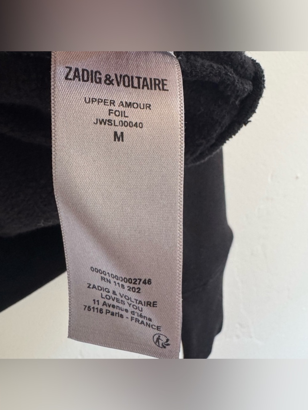 Zadig & Voltaire Upper Amour Foil Black Gold Crewneck Pullover Sweatshirt Cotton - Picture 9 of 11